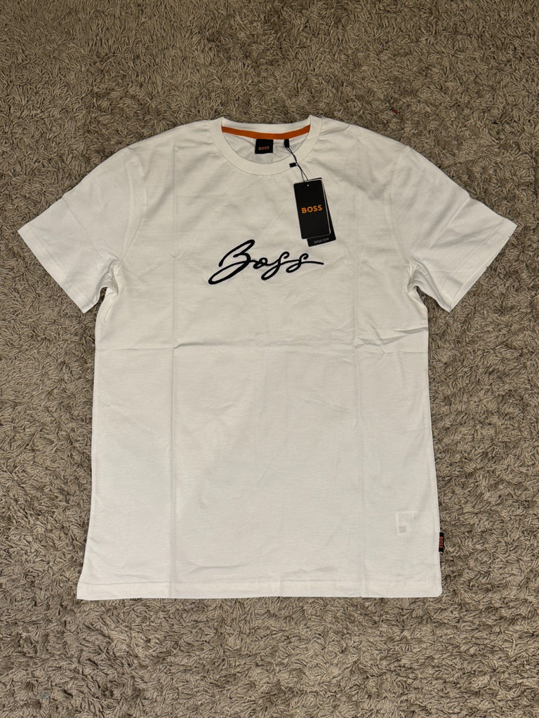 HUGO BOSS Men’s Cotton Jersey Regular Fit T-Shirt with Script Logo - Quid Mart