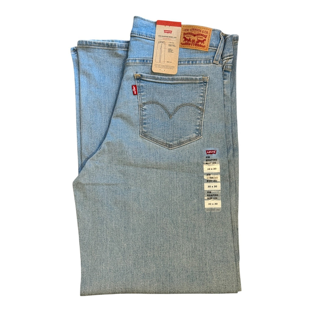 Levi's 318 Womens Shaping Wide Leg Jeans Black Dark and Light Blue - Quid Mart