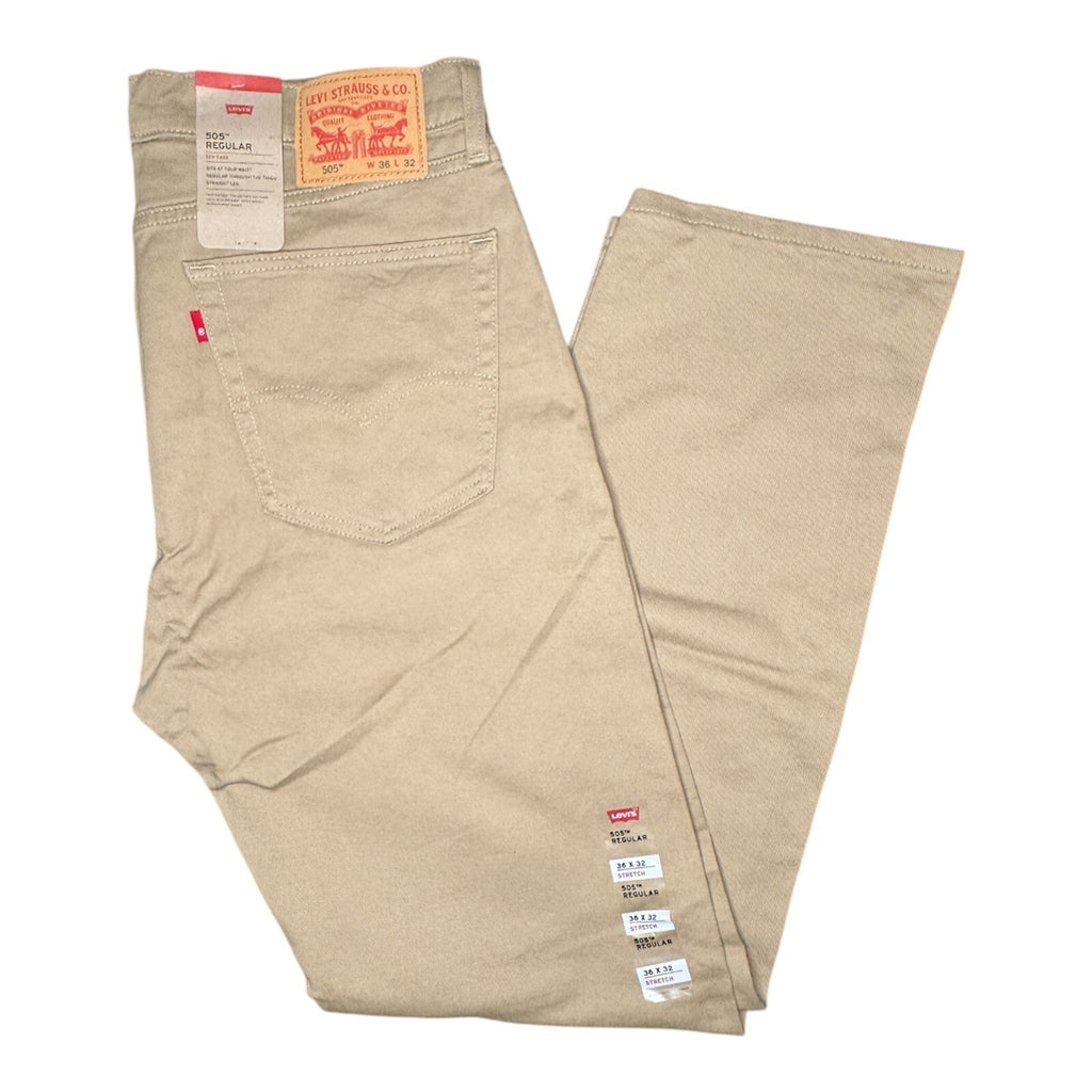 Genuine Levi's 505 Mens Original Straight Khaki Jeans W36 L32 - Quid Mart