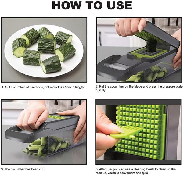 14 in 1 Vegetable Chopper – Manual Food Dicer, Onion & Salad Mandoline Slicer