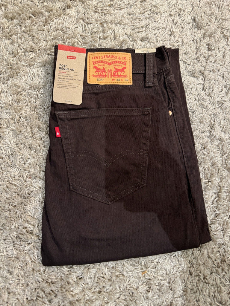 Genuine Levi's 505 Mens Original Straight Brown Jeans W32 L32 - Quid Mart