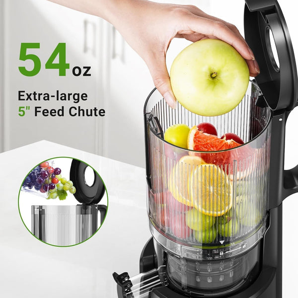 AOBOSI Cold Press Juicer 200W, Large Chute, 1.5L, Triple Filter, Black