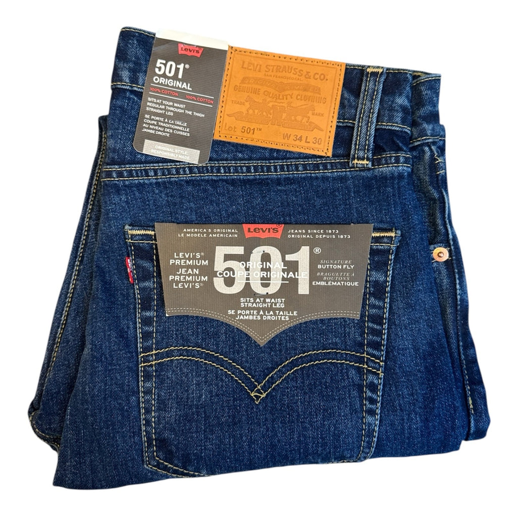 501 Levis (BLUE) Original Men's Regular Fit Jeans 34W / 30L - Quid Mart