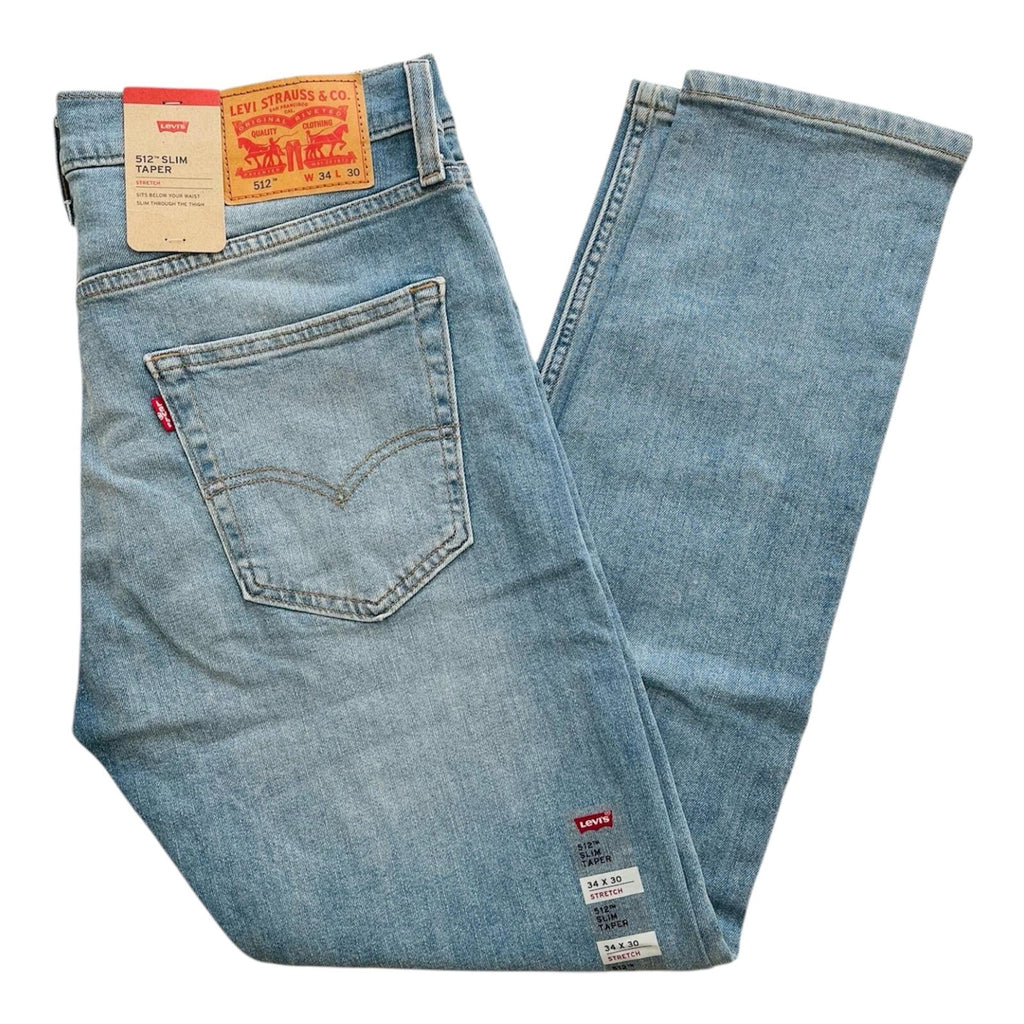 Levi's 512 Slim Taper (Sky Blue) Light Wash Men's Jeans 36W / 32L - Quid Mart
