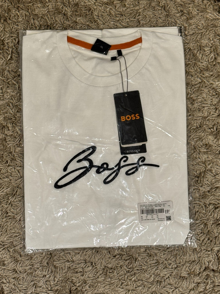 HUGO BOSS Men’s Cotton Jersey Regular Fit T-Shirt with Script Logo - Quid Mart