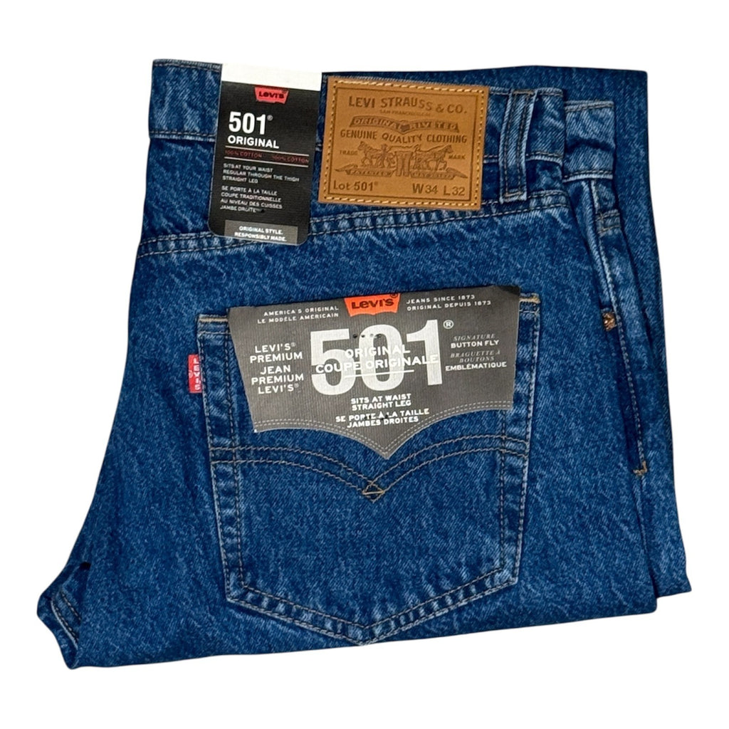 Levi's® 501 BLUE STONEWASH Men's Original Fit Jeans 34W 36W - Quid Mart