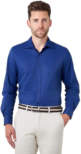 Mens Classic Collar Formal Dress Shirt Tailored Fit Long Sleeves Business Smart Casual