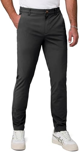Mens Classic-Fit Chino Trousers Stretch Smart Cotton Trousers for Men Casual Water-Repellent Stain-Resistant Formal Business Office Pants