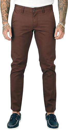 Chinos Trousers Men – Slim Fit Wrinkle Resistant Stretch Cotton Pants – Smart Casual Wear for Office, Travel & Weekend