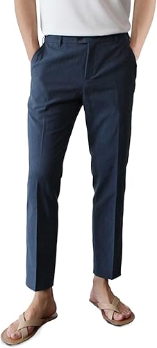 Mens Slim Fit Chino Trousers Stretch Summer Lightweight Causal Beach Pants for Men Pockets