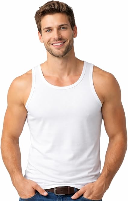 Men's Cotton Vests Tank Tops Sleeveless Plain Breathable Slim Fit Summer Top Vest Everyday Athletic wear, Easy Fit Men Workout Shirts