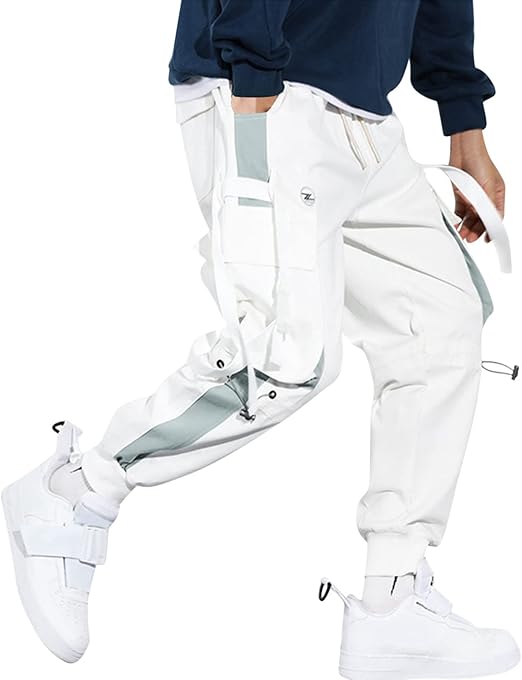 Techwear Mens Pants Mens Goth Cargo Trousers Hip Pop Jogger Bottoms Cuffed Highstreet Trousers Retro Punk Pants Lightweight Motorbiker Trouser Sport Harem Pant Trendy Couple Sweatpants