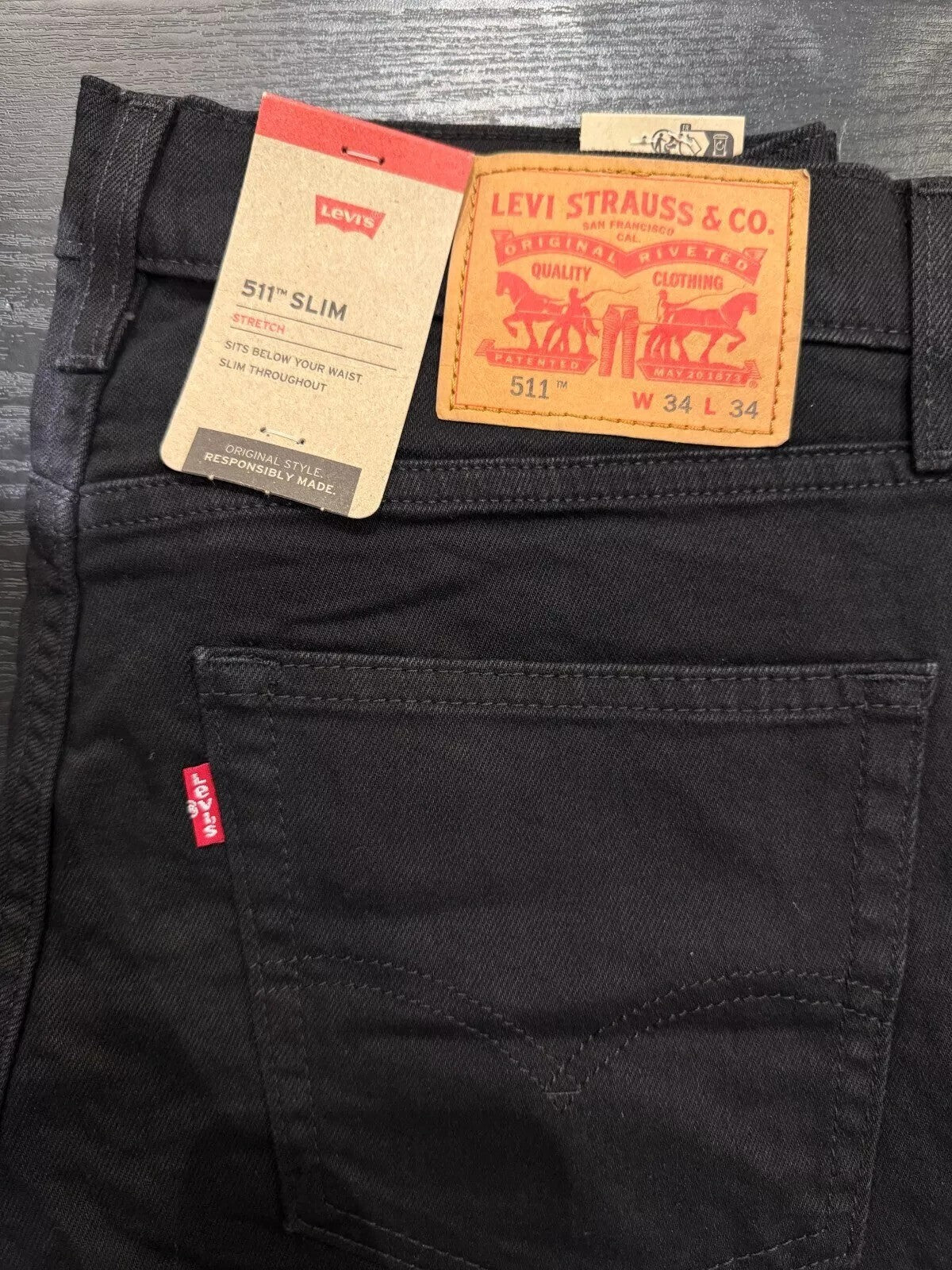 Levi's 511 (BLACK) Slim Fit Mens Stretchable Jeans - Quid Mart