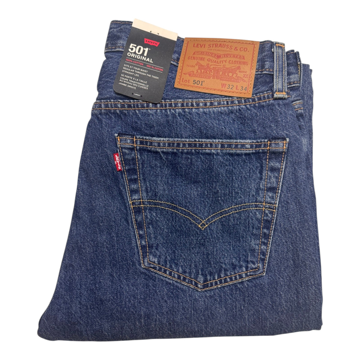 Levi’s 501 Blue Stonewash Men’s Jeans Medium Wash Straight Leg - Quid Mart