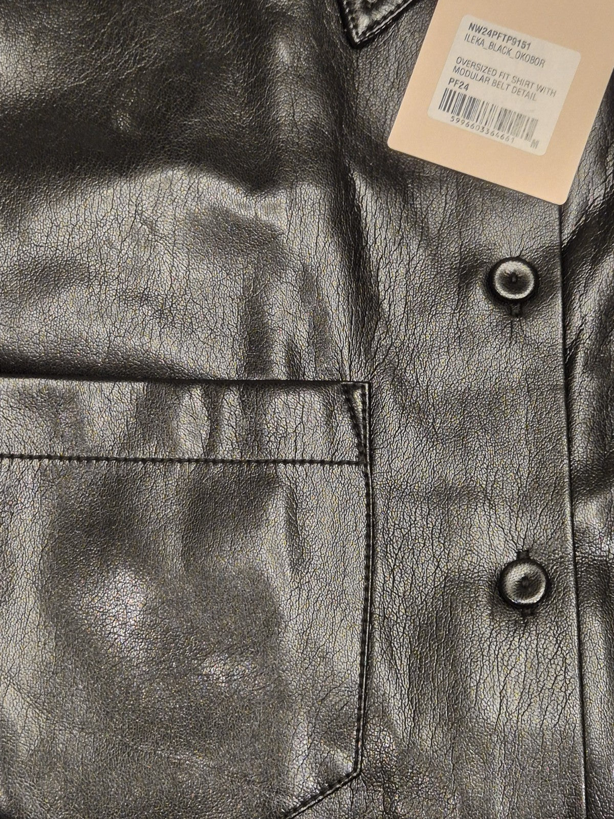 Nanushka Ileka OKOBER Black Alt-Leather Shirt | Size M | RRP £465 | Vegan - Quid Mart
