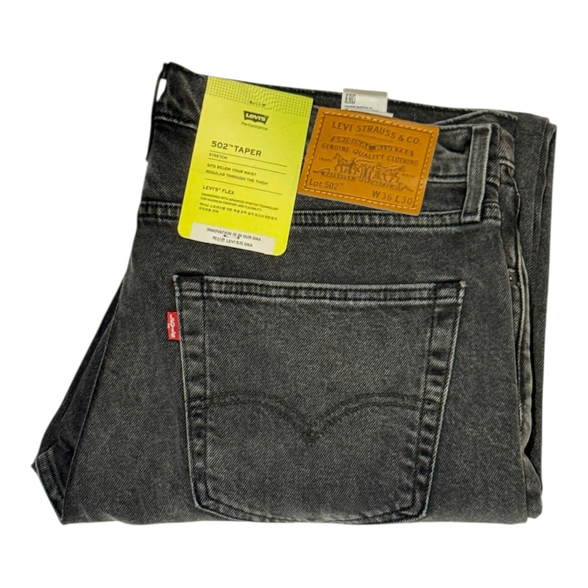 Levi's 502 Slim Fit Mens Stretchable Jeans (DULL BLACK) - Quid Mart