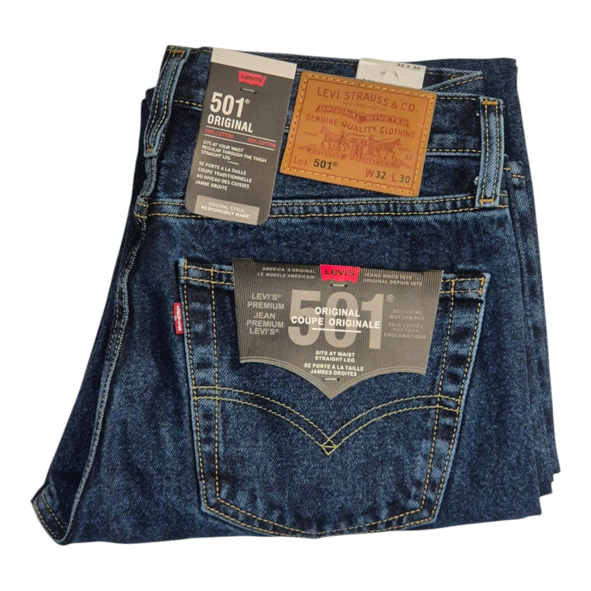 Levi’s 501 Blue Stonewash Men’s Jeans Medium Wash Straight Leg - Quid Mart