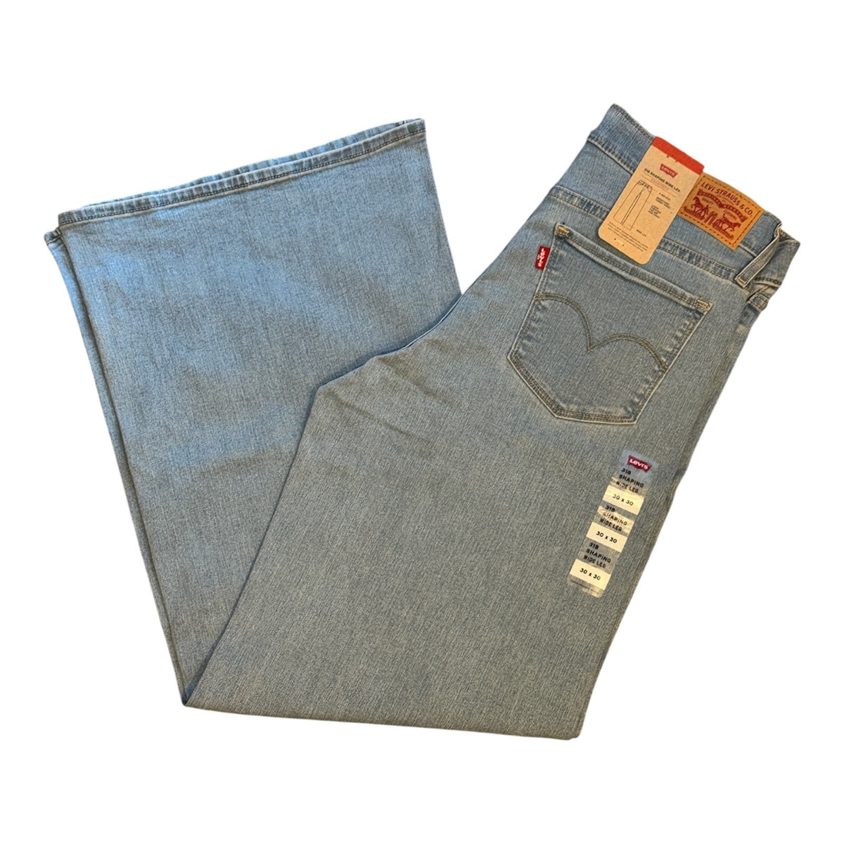 Levi's 318 Women Shaping Wide Leg Jeans Mid and Light Blue Colour - Quid Mart