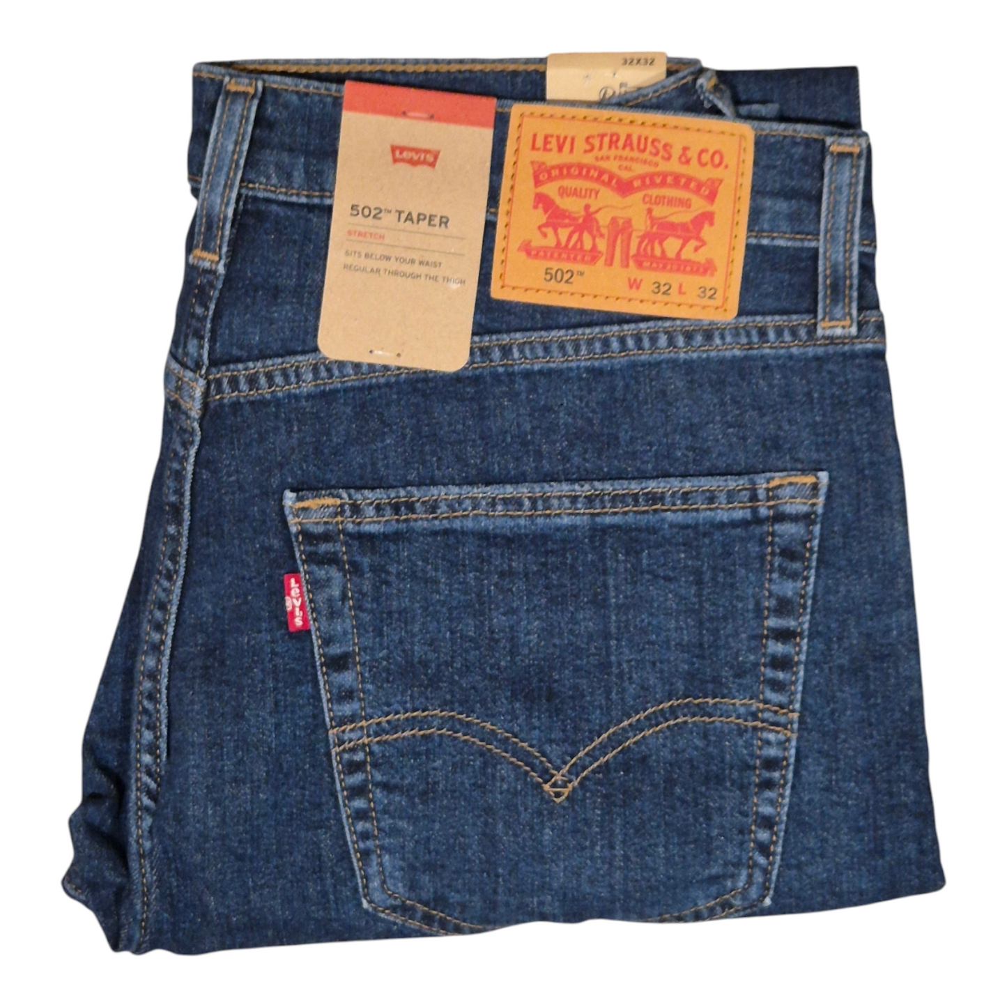 Levi's 502 Slim Fit Mens Stretchable Jeans (BLUE / BLACK) - Quid Mart