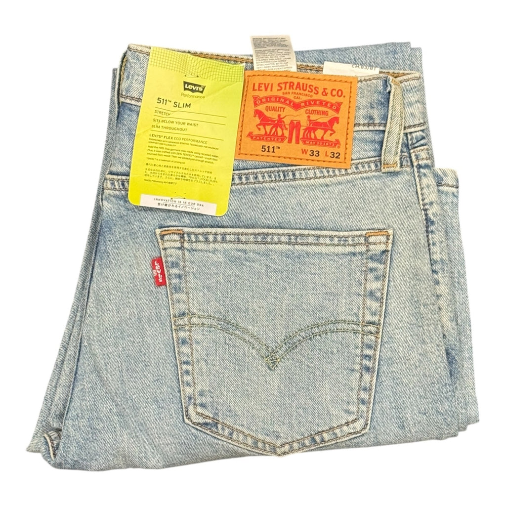 Levi’s 511 Slim Fit Men’s Jeans Medium Wash Stretch Raw Hem Denim - Quid Mart