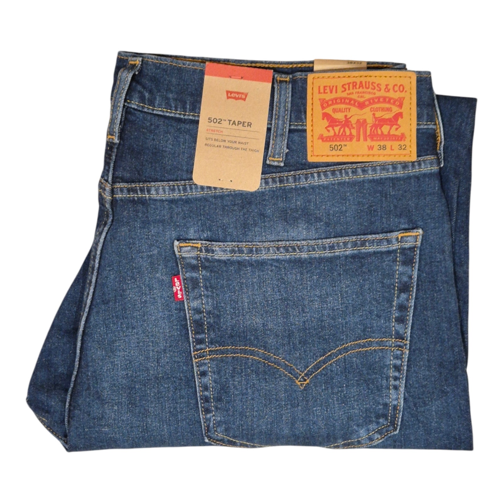 Levi's 502 Slim Fit Mens Stretchable Jeans (BLUE / BLACK) - Quid Mart