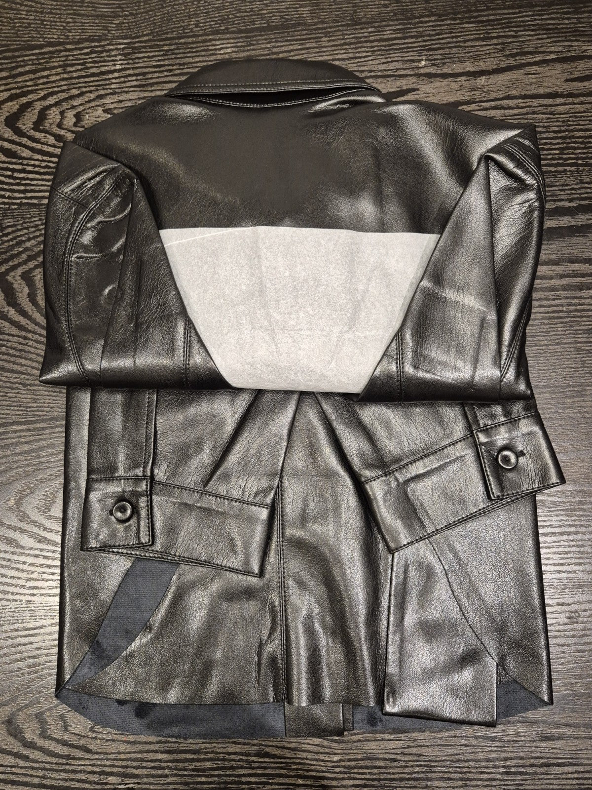 Nanushka Ileka OKOBER Black Alt-Leather Shirt | Size M | RRP £465 | Vegan - Quid Mart