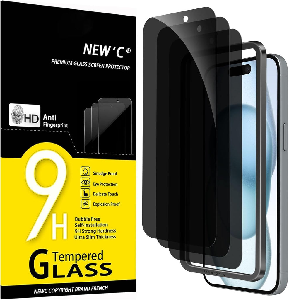 NEW’C Privacy Screen Protector For iPhone 16 Pro / 17 Pro 6.3" 3 Pack Glass