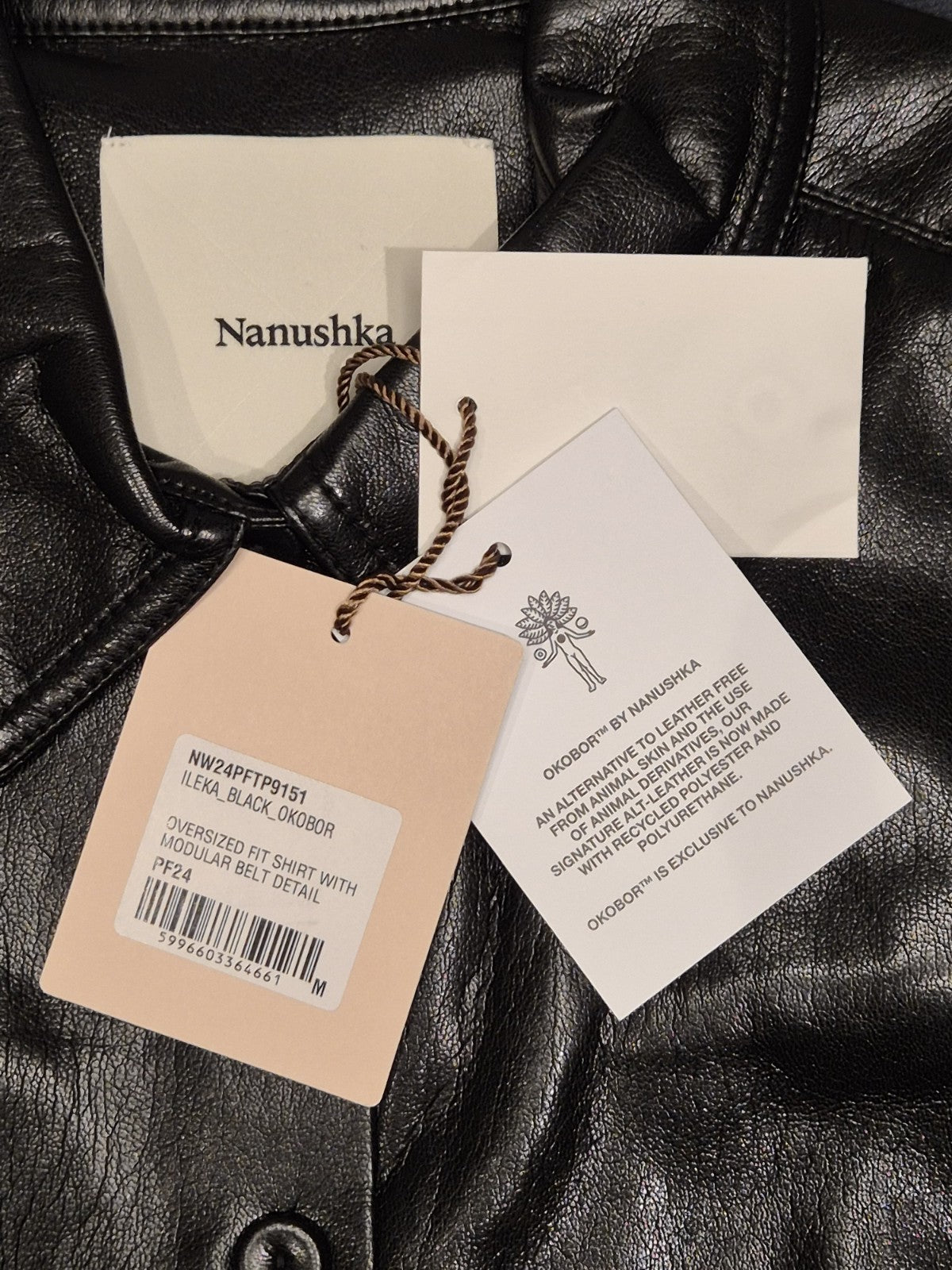 Nanushka Ileka OKOBER Black Alt-Leather Shirt | Size M | RRP £465 | Vegan - Quid Mart