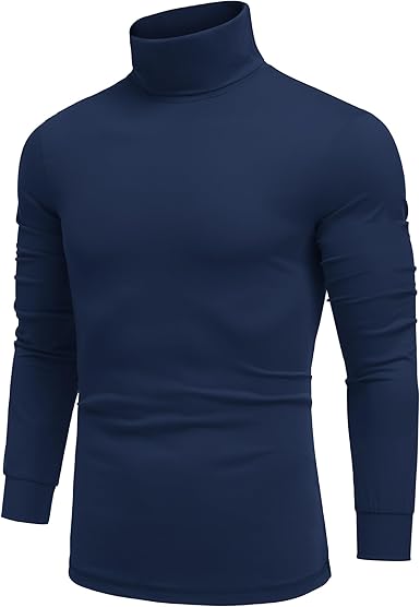 Men's Turtleneck T-Shirt Long Sleeve Top Jumper Basic Sweater Undershirt High Neck Shirts