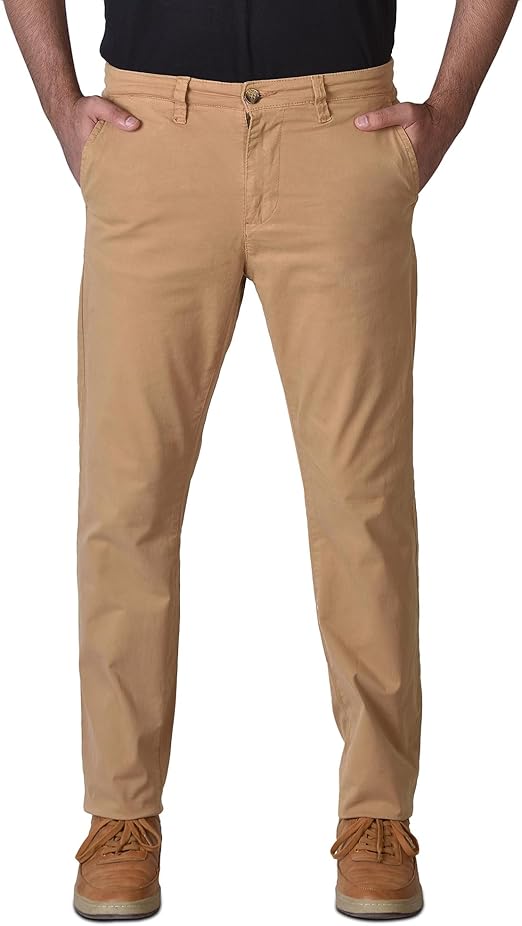 Men’s Slim fit Chinos Pants, Flat Front Design and Back Buttoned Pockets, Comfortable Men’s Pants for Casual wear