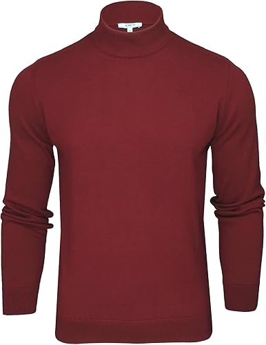 Men’s Pure Cotton Mock Neck Turtleneck Jumper – Premium High Neck Knit, Soft Breathable Winter Sweater, Warm Lightweight Pullover Knitwear, Smart Tailored Look