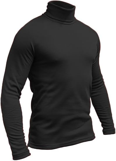 Mens Soft Cotton Ski Golf Polo Roll Neck Top