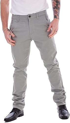 Mens Boys Slim Fit Cotton Chinos Trousers Casual Wear Fly Zip Regular Tan Pants