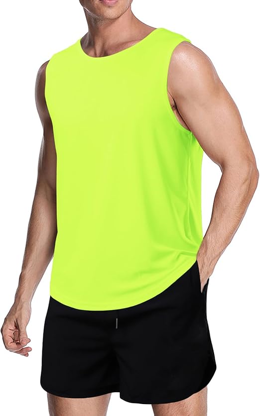 Men's Mesh Tank Top Shirt, Quick Dry Sleeveless Shirts Fitted Muscle Tank Tops, Sport Round Neck T-Shirt Men Summer Gym Workout Vest Breathable Training Bodybuilding Fitness Undershirt