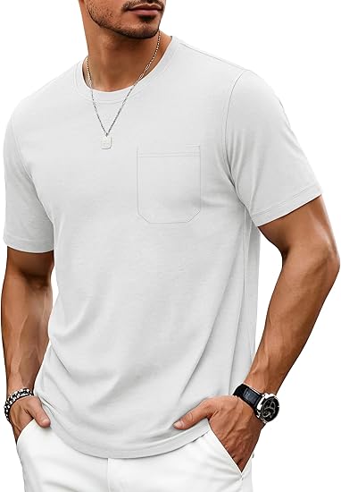 Men’s Cotton Pocket T-Shirt – Quick Dry Short Sleeve Gym & Casual Summer Tee