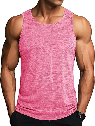 Men's Sleeveless Vests with Round Neck Quick Dry Airy Sun Protection Tank Top Gym Sport Casual Vest Training Running Top