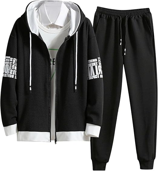 Men'S Tracksuit Set Full Zip Hooded Jacket Sweatsuits Tracksuit Tops And Jogging Bottoms Set Active Sweatshirt Suit With Pockets Autumn Winter Warmth Hoodie Suits Comfy Soft Tracksuits Sets