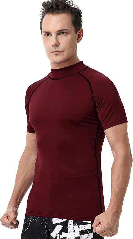 Cody Lundin Men Short Sleeve Compression Shirts Mock Neck Athletic Tops High Neck Workout Baselayer Sports Cycling Undershirt