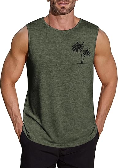 Mens Vest Summer Printed Tank Top Sleeveless Gym Bodybuilding T-Shirt Sport Muscle Tops