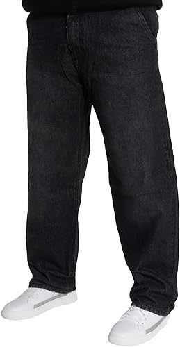 Mens Wide Leg Baggy Loose Fit Jeans Denim Work Trousers Pants with Pockets