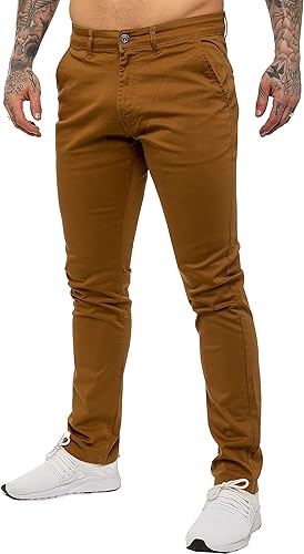 Mens Designer Skinny Slim Fit Chinos Super Stretch Trousers Pants