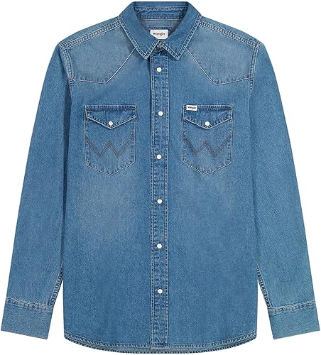 Mens Cowboy Cut Firm Finish Long Sleeve Western Snap Solid Work Shirt