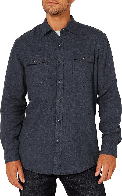 Men's Regular-Fit Long-Sleeve Two-Pocket Flannel Shirt
