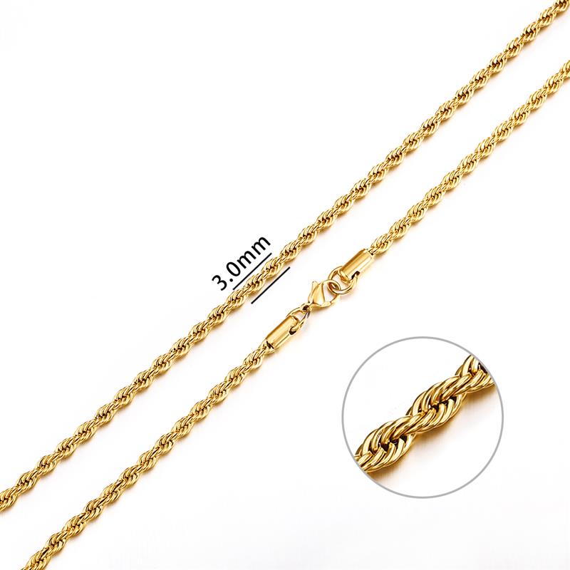 Stainless Steel Chain Necklace for Men Women Curb Cuban Link Chain Gold Color Silver Color Punk Choker Fashion Male Jewelry Gift - Quid Mart
