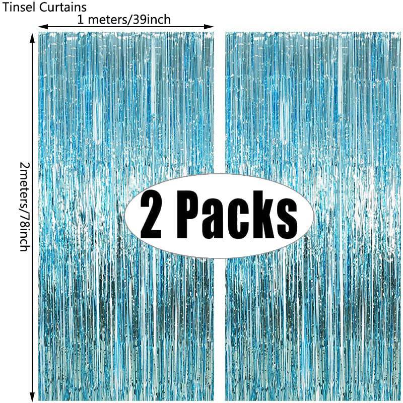 2Pack Party Backdrop Metallic Foil Fringe Tinsel Curtain Adult Kids Birthday Party Wedding Decoration Baby Shower Favor Supplies - Quid Mart