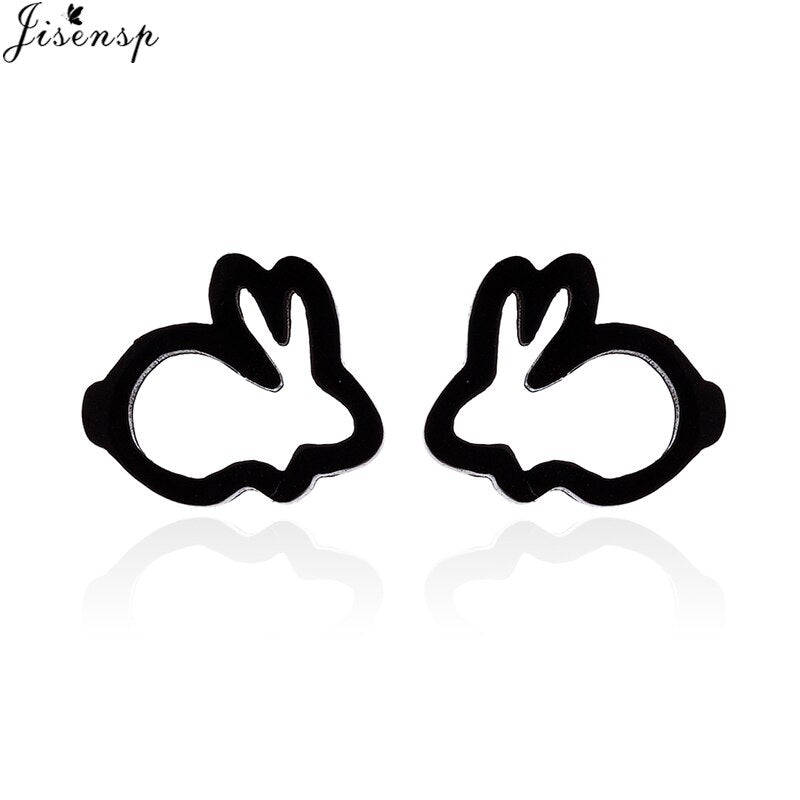 Jisensp Silver Plated Earrings Lovely Tiny Rabbit Ear Stud for Women Girls Cartoon Bunny Earring Fashion Jewelry Gift - Quid Mart