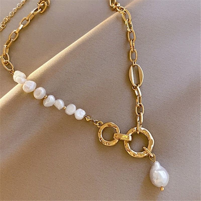 Europe and the United States popular light luxury baroque wind natural pearl necklace, stylish women&#39;s necklace temperament - Quid Mart