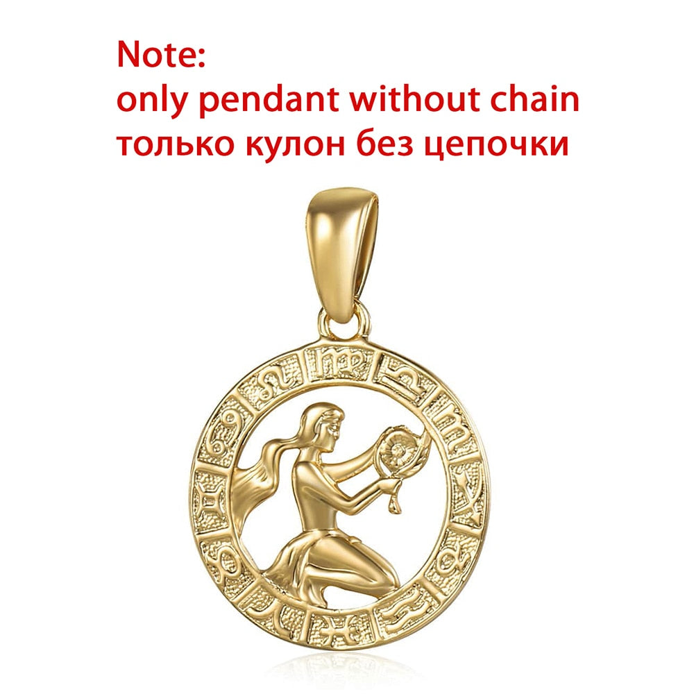 12 Zodiac Sign Constellations Pendants Necklaces For Women Men 585 Rose Gold Color Male Jewelry Fashion Birthday Gifts GPM16 - Quid Mart