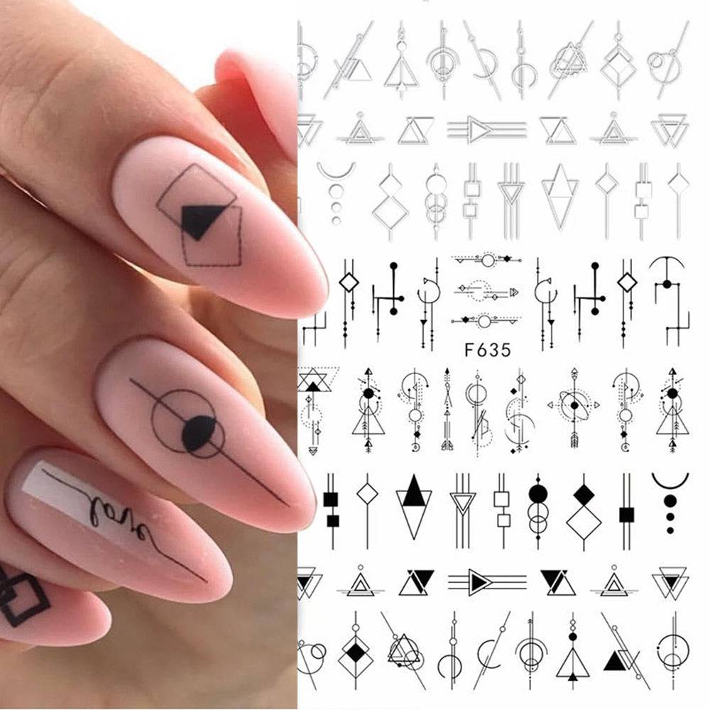 1pcs 3D Nail Sticker Black Heart Love Self-Adhesive Slider Letters Nail Art Decorations Stars Decals Manicure Accessories GLF740 - Quid Mart