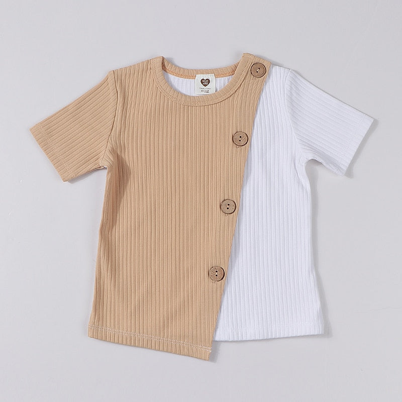 Kids T-shirt: Round Neck, Short Sleeves, Stylish, Ribbed - Quid Mart